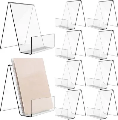 Image de Porte-livres en acrylique inclinés, lot de 10, 105 x 9 x 7,5 cm, porte-photos