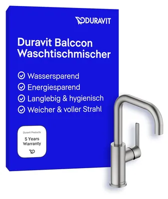 Zdjęcie produktu dla Duravit Balcoon jednouchwytowa bateria umywalkowa FreshStart i Minusflow, BA1100002070