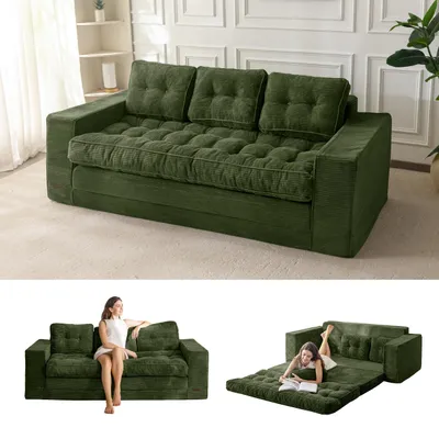Schlafsofa 190 cm, Cord, 3-Sitzer, klappbar, Liegefläche 101x196 cm