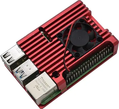 Produktbild von Armor Gehäuse mit Lüfter für Raspberry Pi 4 - verschiedene Farben : Rot Farbe: Rot