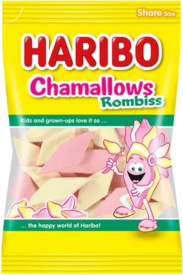 Obrázek produktu pro Haribo Chamallows Rombiss pastilky s příchutí vanilky a jahody 225g