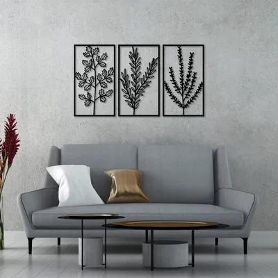 Produktbild von Wallity, Flowers- SKL2381, Schwarz, Sonstige Wohndekorationen, 40 x 70 cm, 100% Metall (Dicke: 1