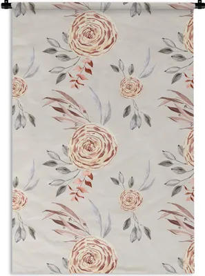 Produktbild von MuchoWow® Wandteppich Wandbehang Rosen - Gold - Muster 90x135 cm Tapisserie Dekoration Wandtuch - Baumwolle - Wandskulptur