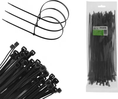 Zdjęcie produktu dla Opaski Zaciskowe Kablowe Trytytki 3.6x250mm Czarne 100szt