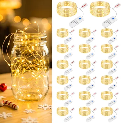 20er Set 2 m Lichterkette mit Timer, 3 Modi, warmweiß