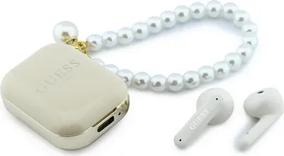 Zdjęcie produktu dla Słuchawki TWS Guess Pearl Strap beżowy
