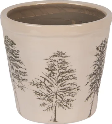Image de Clayre & Eef Pot de fleurs Ø 15x14 cm Beige Céramique Sapins