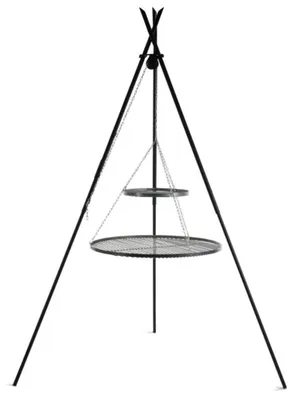 Produktbild von Schwenkgrill „TIPI“ 210 cm - Doppelrost aus Rohstahl 80 cm + 40 cm