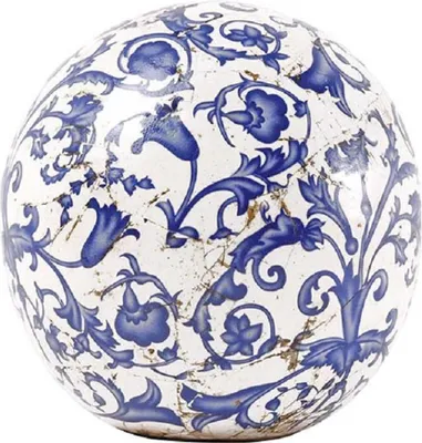 Produktbild von Stilvolle Keramikkugel in klassischem Blau-Weiß für Garten und Terrasse, Ø 18 cm