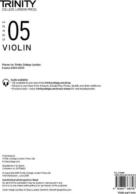 Produktbild von Trinity College London Violin Exam Pieces From 2020: Grade 5 (part only)