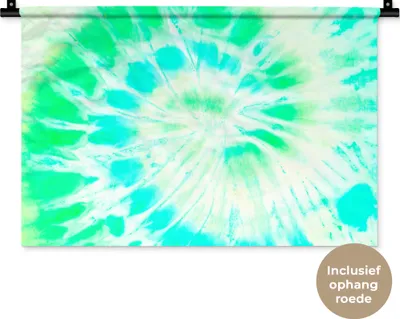 Produktbild von MuchoWow® Wandteppich Wandbehang Krawattenfärbung - Grün - Farbe 60x40 cm Tapisserie Dekoration Wandtuch - Wanddekorationen