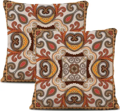 Obrázok produktu pre 2-balenie obliečok na vankúše Plyšové vlákno 45 cm X 45 cm, Dekoračný poťah na vankúš, Mandala, Bohémsky, Boho dekor, Hippie, Retro etno vankúš na gauč, spálňu, obývaciu izbu, farmu