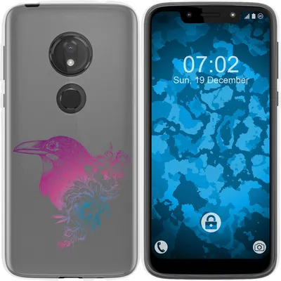 Produktbild von PhoneNatic Case kompatibel mit Motorola Moto G7 Play Silikon-Hülle Floral Rabe M4-6