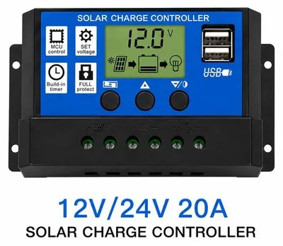 Image de Régulateur de charge solaire VHV 10A, courant continu 12V-24V, avec modulation de largeur d'impulsion (PWM), écran LCD et port USB 5V-2025