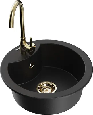 Produktbild von Mexen Diego 1-Becken-Granit-Spüle mit Mischbatterie Telma, Schwarz - 6512-77-670200-50
