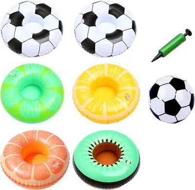 Produktbild von Aufblasbarer Getränkehalter 9-teilig, mit Ball und Luftpumpe, bunt, für Sommerparty