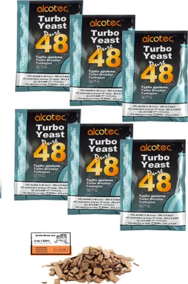 Produktbild von 6 x Alcotec Turbohefe - Pure 48, Alkohol Brennhefe, Gärhefe, Wodkahefe, Turbo Hefe, Wodka Hefe