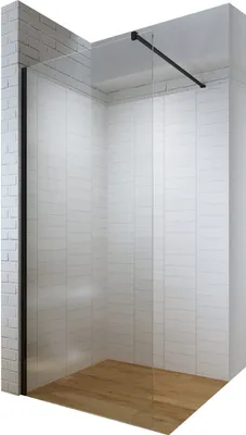 Produktbild von AQUALAVOS 90 x 200 cm Walk in Dusche Duschwand Glas Duschabtrennung Duschtrennwand Glastrennwand für Duschwanne,10 mm Klarglas mit NANO Beschichtung, schwarz Wandprofil,90° Stabilisationsbügel