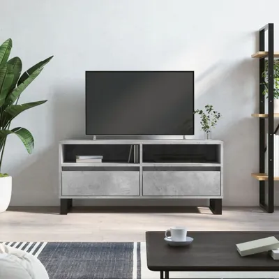 Immagine prodotto di mobile TV vidaXL grigio cemento 100x34,5x44,5 cm materiale legno - mobile TV - mobile TV - supporto TV - lavagna TV