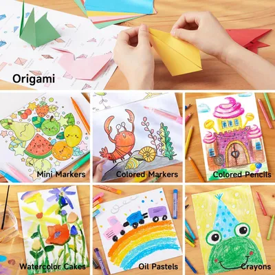 Productafbeelding van Kunstset voor kinderen - Verfsets met kleurboeken en stiften - Aquarelmarkers - Tekenset voor kinderen van 6-12 jaar - Tekendoos met 335 onderdelen
