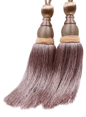 Produktbild von 2-teiliges Raffhalter-Set mit Quasten, hellbraun