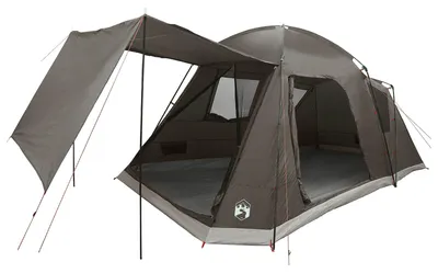 Productafbeelding van vidaXL Houten tent met dak, bruin/grijs, geschikt voor 8 personen, polyester en staal