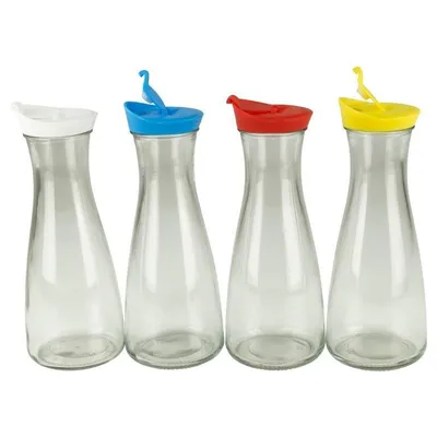 Produktbild von Glaskaraffe mit Deckel 1 Liter 4 Stück im Set