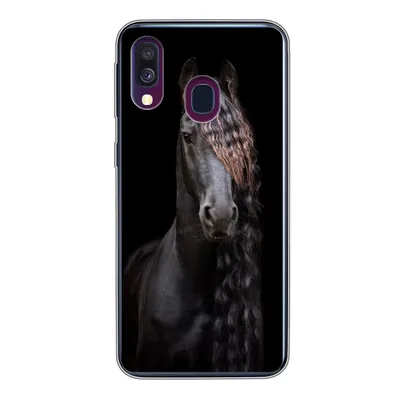 Produktbild von MuchoWow® Handyhülle Schutzhülle Hülle für Samsung Galaxy A40 Pferde - Friesisch - Mähne - Schwarz - Tiere Silikon Softcase Handy Hülle - Handy-Tasche