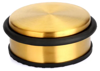 Produktbild von Goldener Türstopper, Edelstahl, Gummiring, rutschfeste Unterseite, 4,5 cm hoch, 1,05 kg