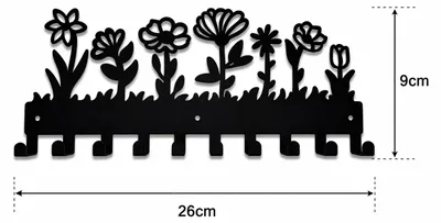 Produktbild von INF Schwarzer Metall Schlüsselhalter mit 8 Haken für Wandmontage