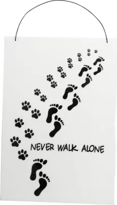 Produktbild von Freese Holz-Schild Never walk alone weiß/schwarz, 23 x 16 x 0,6 cm