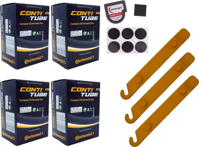 Produktbild von 4x Fahrradschlauch Continental 47-406 (20x1.75) AV 40mm Schrader +Reifenheber