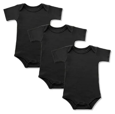 Productafbeelding van BINIDUCKLING Baby jongens body, korte mouwen, 3-pack, zwart, maat 9 maanden