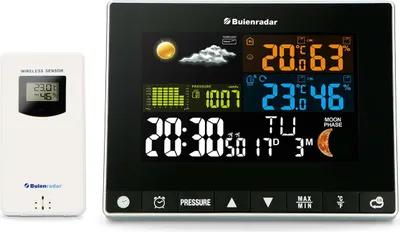 Produktbild von Buienradar BR700 - 3 in 1 Wetterstation mit kabellosem Außensensor, schwarz