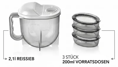 Produktbild von Vorratsdosen und Sieb, 2er Set, BPA-frei (3x0,2L, 1x2,1L)