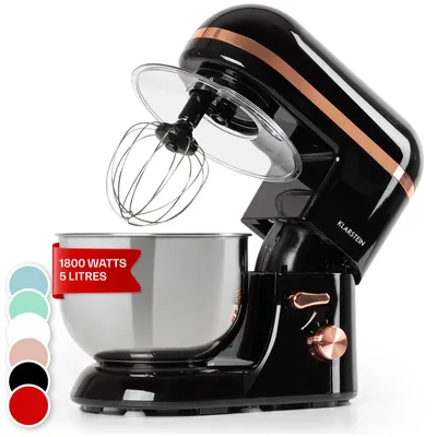 Produktbild von Klarstein Küchenmaschine, Knetmaschine mit 5L Schüssel, 2000W Profi Küchenmaschine mit Knethaken und Schneebesen, Universal Küchenmaschine mit 6 Stufen, Teigmaschine zum Rühren, Kneten und Aufschlagen