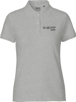 Produktbild von Huuraa Damen Polo Shirt Salt Lake City my love S Sport Grey Bio Baumwolle Fairtrade Poloshirt Geschenkidee