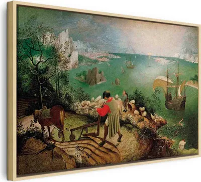 Produktbild von Italienischer Leinwand Leinwandbild - Landscape with the Fall of Icarus 60x40 cm Reproduktionen l-G-10038-b-a