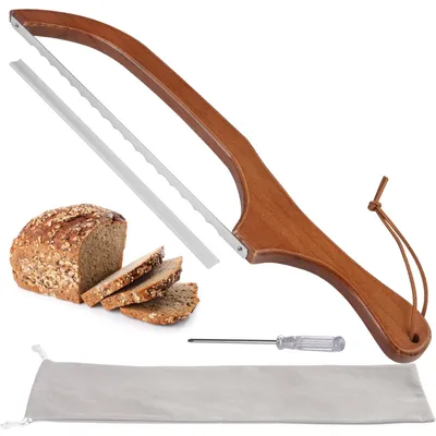 Brotsäge mit Holzgriff, Edelstahl, 40 cm, für Brot und Kuchen