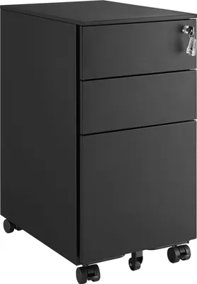 Produktbild von Ladeblock mit Rädern - Archivschrank - Kommode - mit Schloss - 3 Schubladen - Schwarz