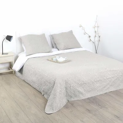 Produktbild von Bettüberwurf + 2 Kissenbezüge "Arabesque" Leinen - 260 × 240 cm - Atmosphera créateur d'intérieur