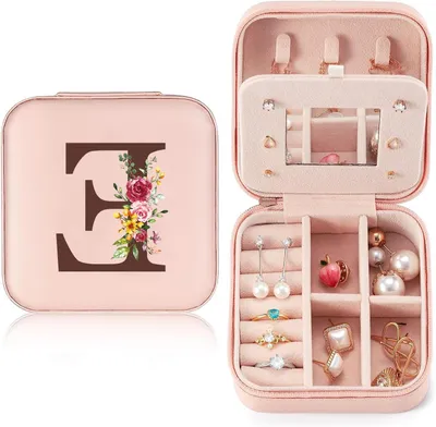 Produktbild von Schmuckbox klein - Reisekoffer - Schmucklagerung - mit Spiegel - 10x10x5 cm - Rosa