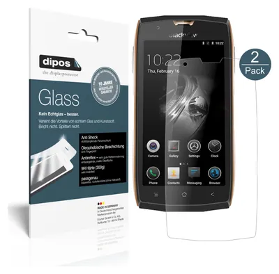 Produktbild von 2x Schutzfolie für Blackview BV7000 matt - Anti-Shock 9H Folie dipos Glass