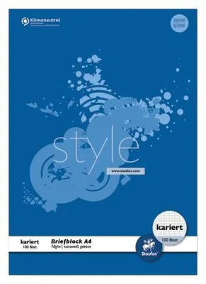 Produktbild von Staufen® style 040460022 Briefblock - A4, 100 Blatt, 70 g/qm, 5 mm kariert, 4-fach Lochung