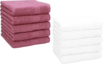 Produktbild von Betz 10 Stück Seiftücher 30x30 cm PREMIUM 100% Baumwolle  Farbe: beere und weiß