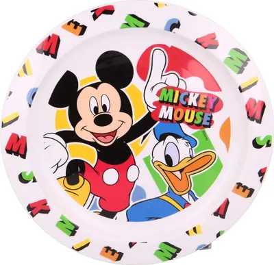 Produktbild von STOR Original Disney Mickey Flacher Teller aus lebensmittelechtem Kunststoff für Kinder, mikrowellengeeignet, waschbar und wiederverwendbar