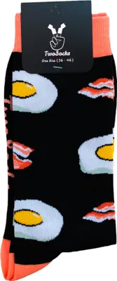 Produktbild von TwoSocks lustige Socken - Egg&Bacon Socken, Motivsocken für Damen & Herren  Baumwolle Einheitsgröße