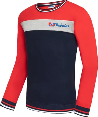 Imagen del producto de Suéter Nebulus PAUI para hombre, versátil, cuello redondo, modelo P5031, color rojo y azul marino, talla S