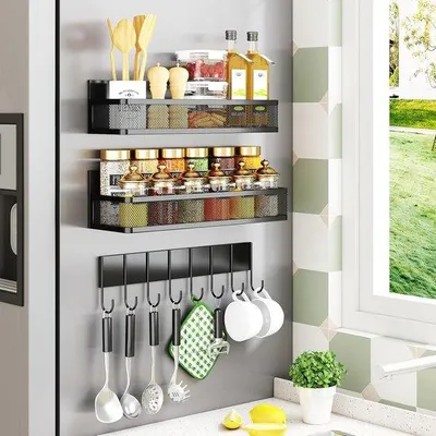 Immagine prodotto di Porta-erbe aromatiche magnetici da frigo - 3 pezzi - metallo.