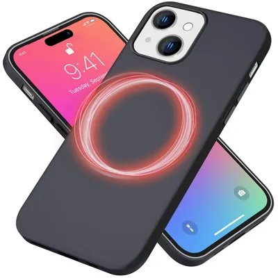 Produktbild von MagSafe Hülle für iPhone 15 Plus Liquid Silikon Schutz Handyhülle Magnet Case Schwarz